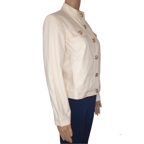 Cole Haan City Cream Color LightWeight Button Up Jacket Size 6 - Picture 3 of 9